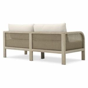 Casa Padrino Luxus Teakholz Garten Sofa Sandfarben / Beige 194 cm - Garten Möbel