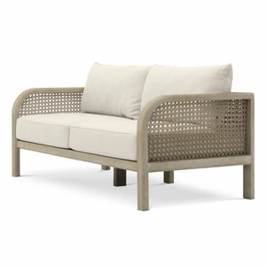 Casa Padrino Luxus Teakholz Garten Sofa Sandfarben / Beige 194 cm - Garten Möbel