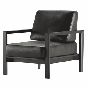 Casa Padrino sillón de salón y hotel de lujo de cuero artificial negro - Muebles de lujo