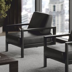 Casa Padrino Luxury Hotel & Living Room Faux Leather Armchair Black - Luxury Furniture