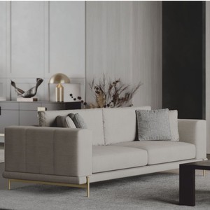 Casa Padrino Sofá de Lujo Gris / Latón 260 cm - Muebles de Salón y Hotel