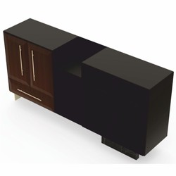 Luxus Massivholz Sideboard Dunkelbraun Schwarz Creme Messing