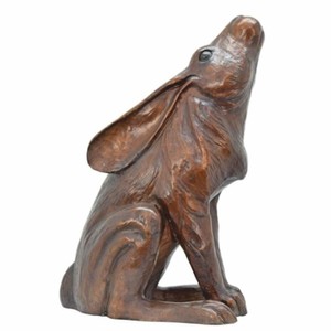 Casa Padrino sculpture décorative en bronze lapin marron H. 42 cm - Figurine de jardin en bronze