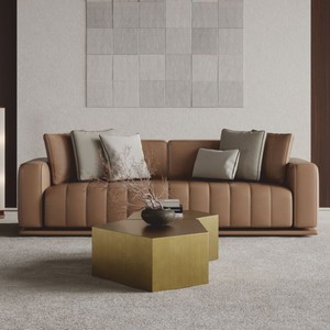 Casa Padrino Luxus Kunstleder Sofa Braun 265 cm - Hotel & Wohnzimmer Möbel