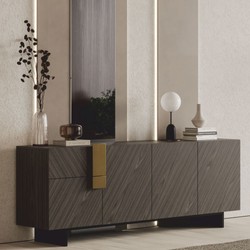 Casa Padrino aparador de lujo gris / negro / latón 220 cm - Muebles de hotel y comedor
