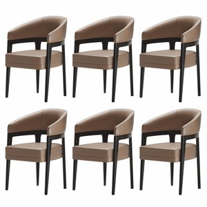 Casa Padrino conjunto de 6 sillas de comedor de lujo con reposabrazos marrón / negro - Muebles de hotel y comedor Casa Padrino conjunto de 6 sillas de comedor de lujo con reposabrazos marrón / negro - Muebles de hotel y comedor