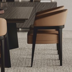 Casa Padrino conjunto de 6 sillas de comedor de lujo con reposabrazos marrón / negro - Muebles de hotel y comedor