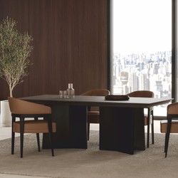 Casa Padrino conjunto de 6 sillas de comedor de lujo con reposabrazos marrón / negro - Muebles de hotel y comedor