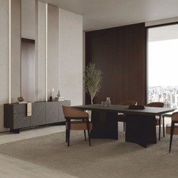 Casa Padrino conjunto de 6 sillas de comedor de lujo con reposabrazos marrón / negro - Muebles de hotel y comedor