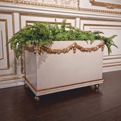 Casa Padrino maceta barroco de lujo con ruedas blanco / oro 75 cm - Hecho en Italia