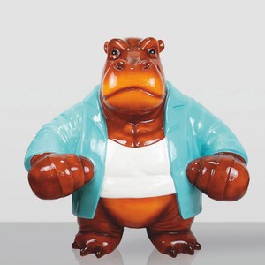 Casa Padrino XXL Decorative Hippopotamus Sculpture 165 x H. 150 cm - Large Garden Figurine