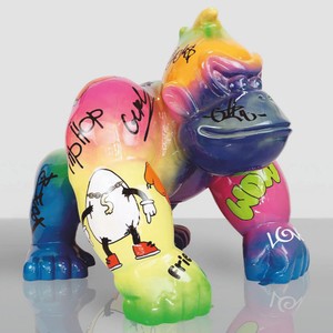 Casa Padrino XXL decorative sculpture gorilla monkey colorful H. 104 cm - XXL decorative figure