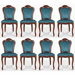 Casa Padrino ensemble de 8 chaises de salle à manger baroque de luxe bleu / marron - Meubles baroques Casa Padrino ensemble de 8 chaises de salle à manger baroque de luxe bleu / marron - Meubles baroques