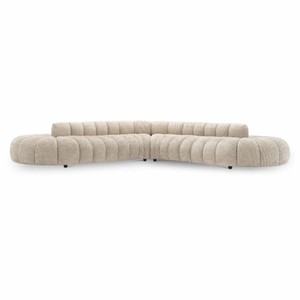 Casa Padrino Luxus Sofa Beige / Schwarz 331 cm - Luxus Hotel Möbel