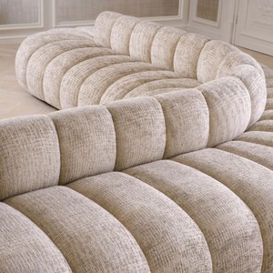 Casa Padrino Luxus Sofa Beige / Schwarz 331 cm - Luxus Hotel Möbel