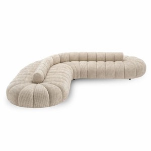 Gebogenes Luxus Wohnzimmer Hotel Büro Sofa Beige Schwarz