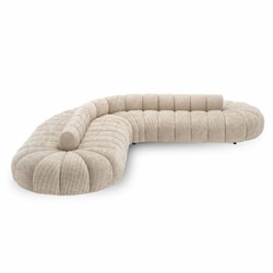 Gebogenes Luxus Wohnzimmer Hotel Büro Sofa Beige Schwarz