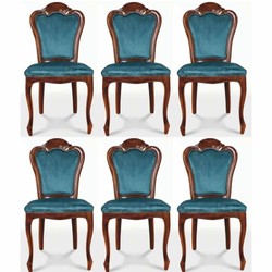 Casa Padrino conjunto de 6 sillas de comedor barrocos de lujo azul / marrón - Muebles barrocos Casa Padrino conjunto de 6 sillas de comedor barrocos de lujo azul / marrón - Muebles barrocos