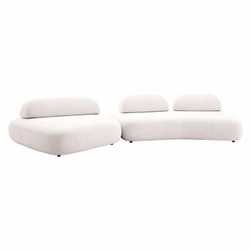 Casa Padrino sofá de lujo blanco crema / negro - Sofá modular de 2 piezas de salón