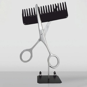 Casa Padrino XXL Decorative Scissors and Comb Silver / Black H. 175 cm - Hairdresser's Decoration