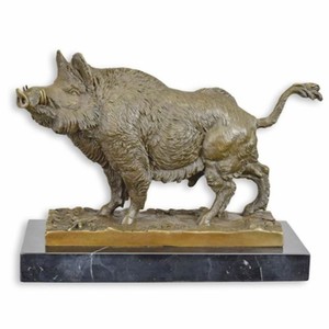Luxus Deko Bronze Skulptur Figur Wildschwein