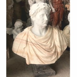 Casa Padrino busto in marmo in stile antico di lusso romano bianco / beige / nero A. 80 cm