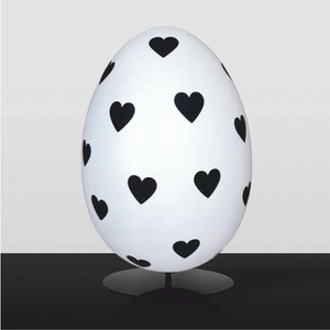 Casa Padrino XXL decorative Easter egg with stand white / black H. 75 cm - Easter decoration
