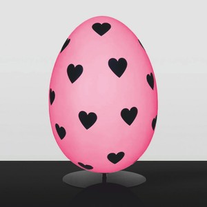 Casa Padrino XXL decorative Easter egg with stand pink / black H. 75 cm - Easter decoration