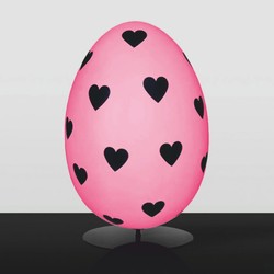 Casa Padrino huevo de pascua decorativo XXL con soporte rosa / negro A. 75 cm - Decoración de pascua