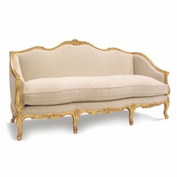 Casa Padrino canapé baroque de luxe pour hôtel et salon beige / or 195 cm - Fabriqué en Italie