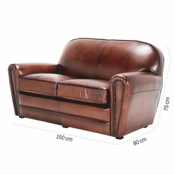 Casa Padrino canapé de luxe en cuir marron / noir 150 cm - Meubles en cuir véritable