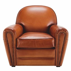 Casa Padrino fauteuil de luxe en cuir véritable marron clair / noir 90 cm - Meubles en cuir véritable