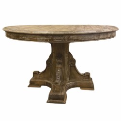 Runder Luxus Landhausstil Massivholz Esstisch Naturfarben Braun