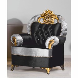 Casa Padrino poltrona barocco di lusso con strass nero / argento / oro - Mobili in stile barocco