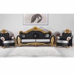 Casa Padrino poltrona barocco di lusso con strass nero / argento / oro - Mobili in stile barocco
