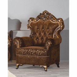 Casa Padrino fauteuil baroque de luxe avec strass marron / or - Meubles de style baroque