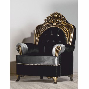Casa Padrino luxury baroque armchair with glitter stones black / silver / gold - Magnificent baroque furniture