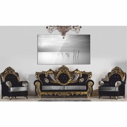 Casa Padrino fauteuil baroque de luxe avec strass noir / argent / or - Magnifique meubles baroques