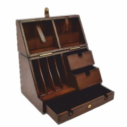 Casa Padrino Luxury Desk Organizer Box Brown H. 43 cm - Desk Accessories