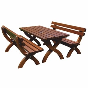 Casa Padrino conjunto de muebles de jardín / muebles de jardín de cerveza de madera maciza marrón 180 cm