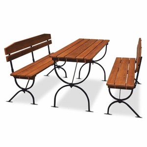 Casa Padrino ensemble de meubles de jardin marron / noir 180 cm - Meubles de jardin à bière