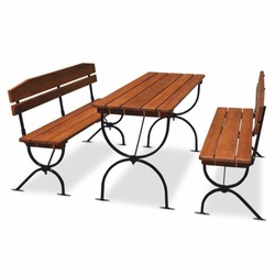 Casa Padrino Garden Furniture Set Brown / Black 180 cm - Beer Garden Furniture Set