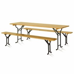 Casa Padrino ensemble de meubles de jardin naturel / noir 220 cm - Meubles de jardin à bière