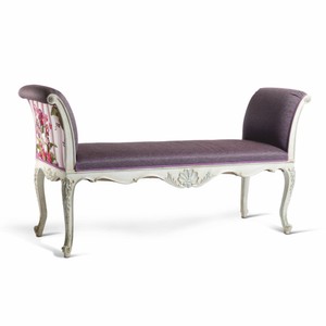 Casa Padrino banc baroque de luxe violet / coloré / blanc 163 cm - Meubles baroques - Fabriqué en Italie