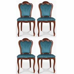 Casa Padrino conjunto de 4 sillas de comedor barrocos de lujo azul / marrón - Muebles barrocos Casa Padrino conjunto de 4 sillas de comedor barrocos de lujo azul / marrón - Muebles barrocos