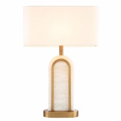 Casa Padrino lámpara de mesa de lujo latón antiguo / alabastro / blanco A. 67 cm - Lámparas de lujo
