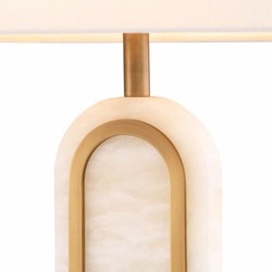 Casa Padrino lámpara de mesa de lujo latón antiguo / alabastro / blanco A. 67 cm - Lámparas de lujo