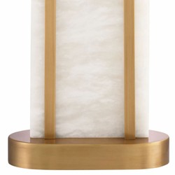 Casa Padrino lámpara de mesa de lujo latón antiguo / alabastro / blanco A. 67 cm - Lámparas de lujo