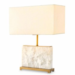 Casa Padrino Luxury Marble Table Lamp White / Antique Brass H. 55 cm - Marble Desk Lamps