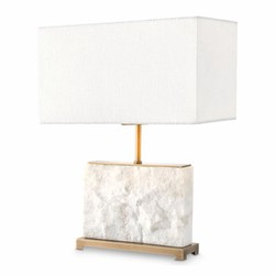 Casa Padrino Luxury Marble Table Lamp White / Antique Brass H. 55 cm - Marble Desk Lamps